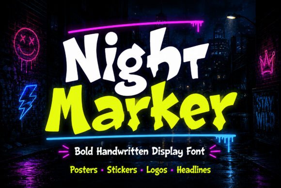Night Marker: The Bold Handwritten Font for Vibrant Branding